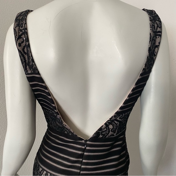 Striped Lace Sleeveless Tumpet Gown - Picture 9 of 13